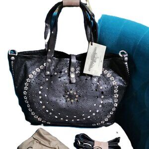 Daisy Center Studded Large Campomaggi Shopper Black NWT